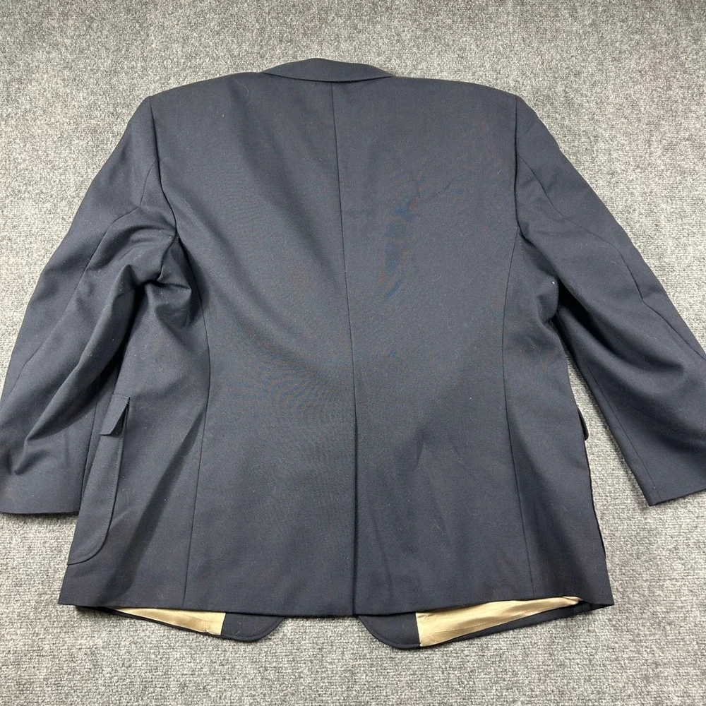 Stanley Blacker Blazer Mens 54R Navy Blue Gold‎ Buttons Classic Hopsack Sport